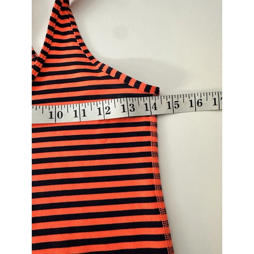 Lululemon‎ Tank Top Women Size 6 Orange Black Classic Stripe Racerback Atheisure